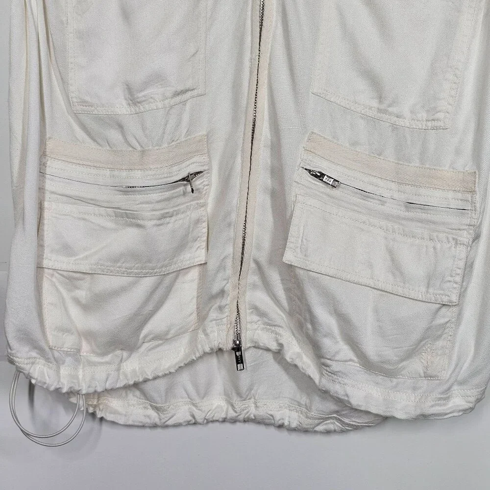 Free People Hang Time Movement White Utility Vest Sleeveless Zip Up Multi Pocket